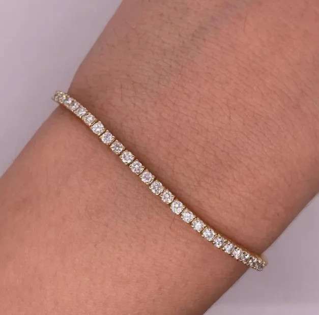 14k Yellow Gold 6.60CT Round GH/SI-I1 Diamond Tennis Bracelet Girlfriend Gift