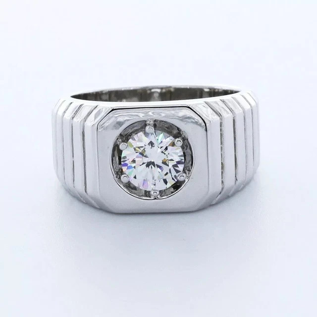 2Ct Round Lab-Created Diamond Men’s Wedding Solitaire Ring 14K White Gold Plated