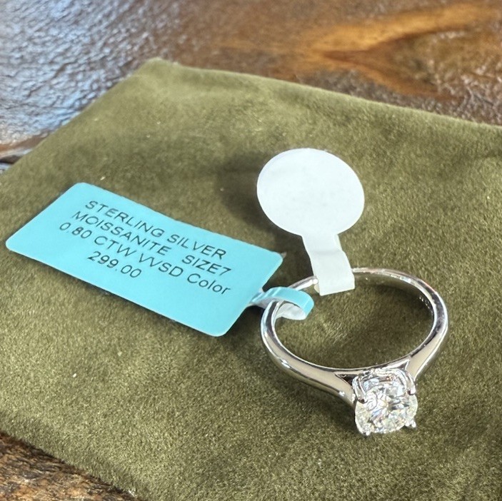 Engagement Wedding SIZE 7 Moissanite Ring 925 Sterling Silver $299.99 Retail