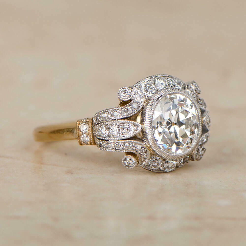 Art Deco 935 Silver 1.70CT White CZ Vintage 14K White Gold Finish Wedding Ring