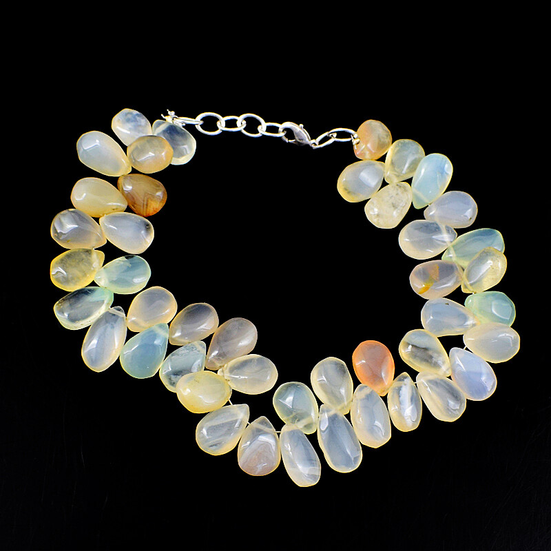 218.00 Cts Earth Mined 8 Inches Long Yellow Chalcedony Beads Bracelet NK 92E103