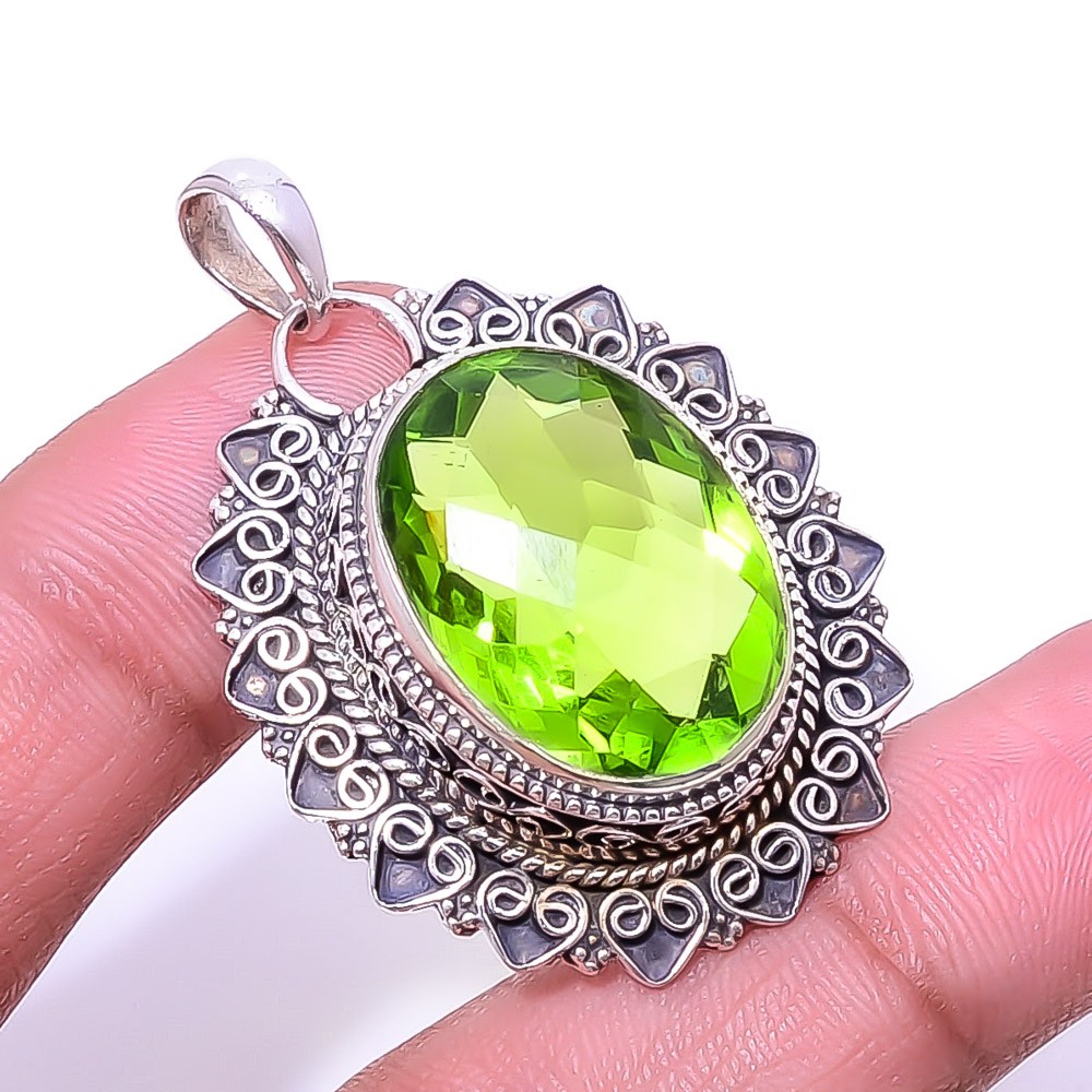 Peridot Fine Art 925 Sterling Silver Pendant 1.76″, Christmas Gift P20561