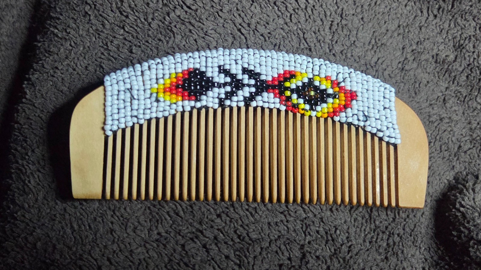 Native American Hand Beaded Hair Comb/ Beard Comb by Jean