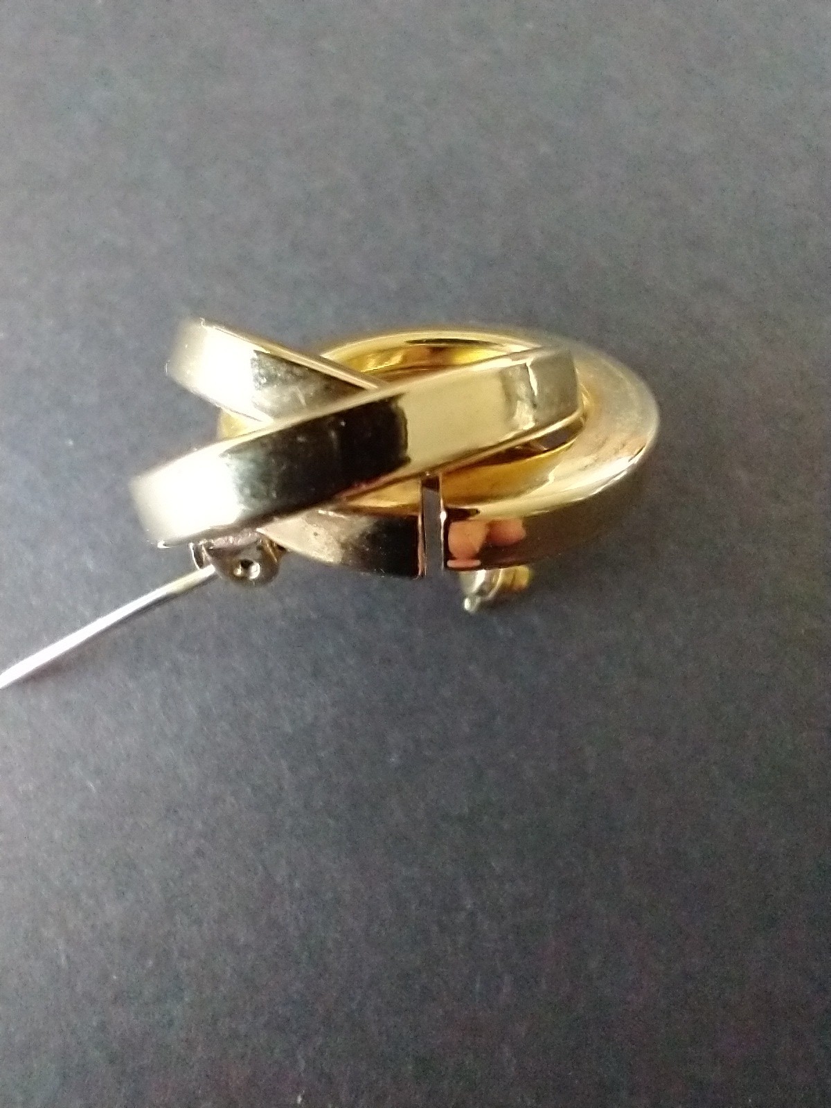 Three, Entwined, Gold Circles, Pin, Broach, Jewelry, Women, Dress, Formal