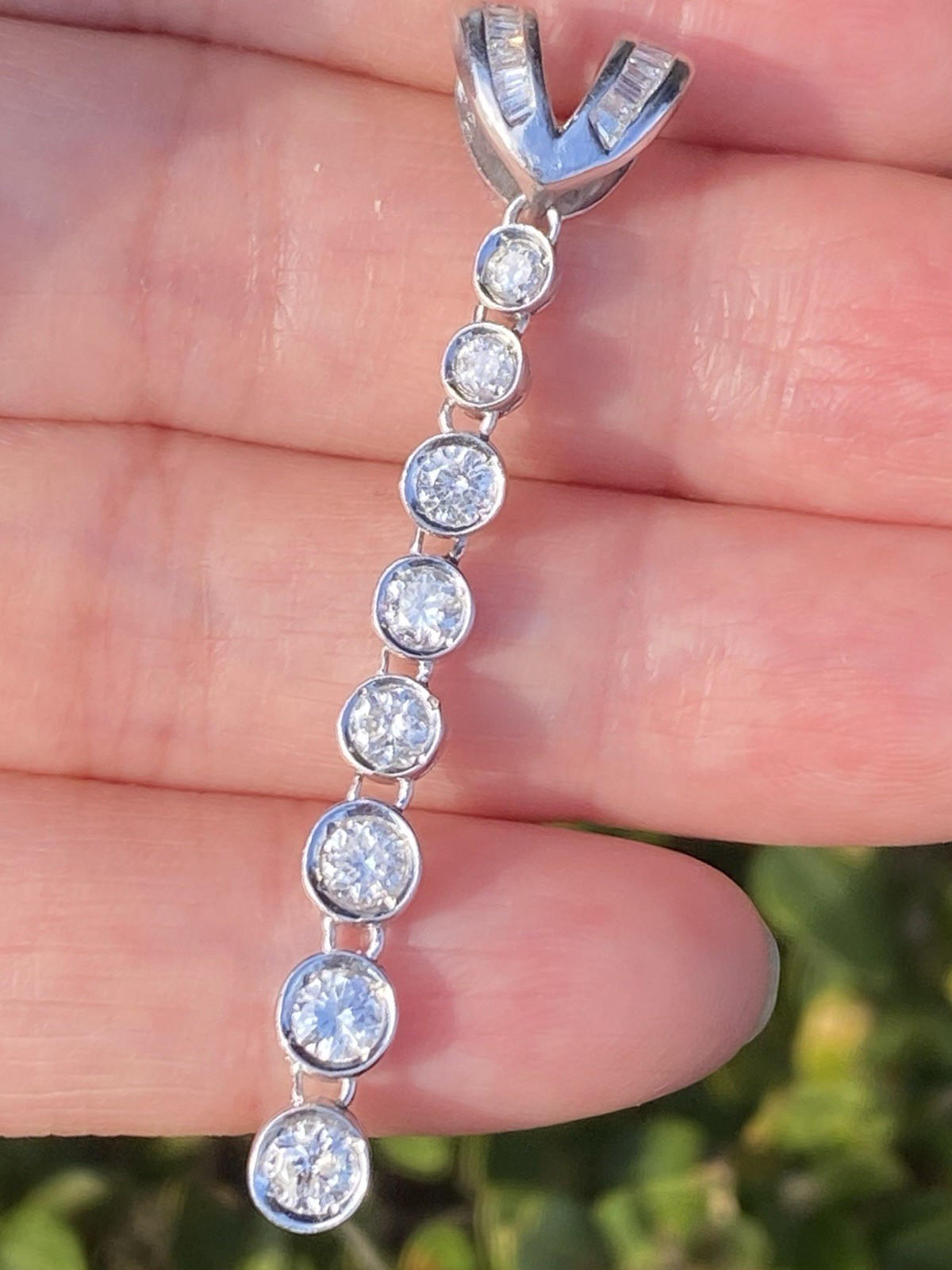 1.00CTW 100% Natural Round Diamond Drop Platinum Pendant
