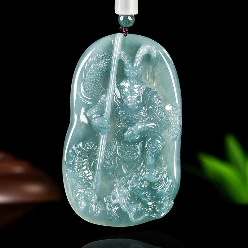 Certified Natural A-grade jadeite blue water Black Myth Wukong Jade Pendant