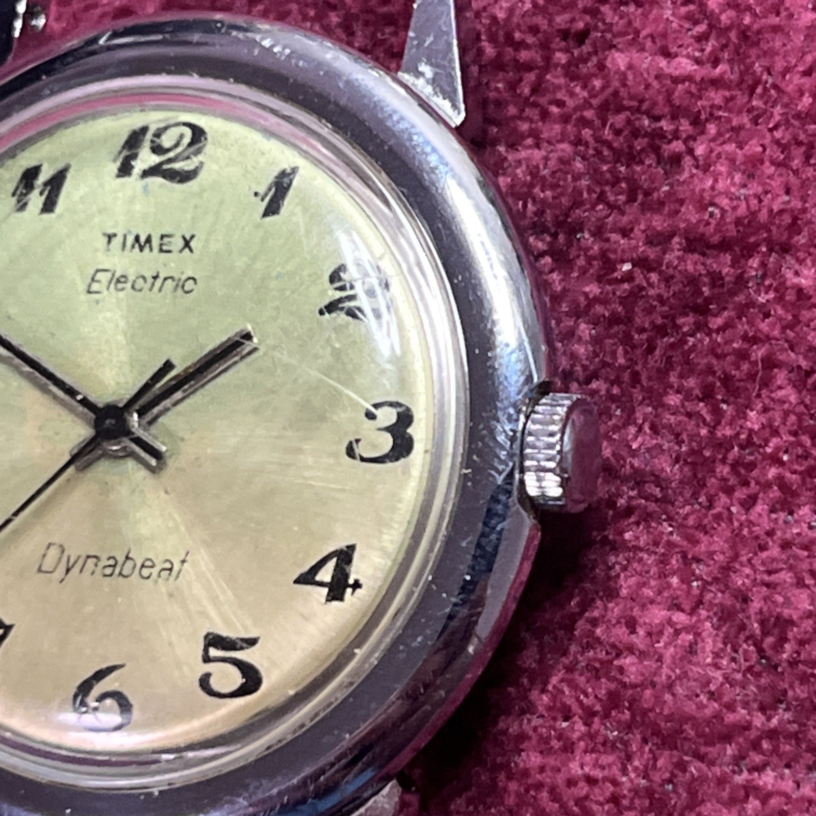 Vintage Timex 37mm Electric Dynabeat Watch Silver Tone Nice Patina