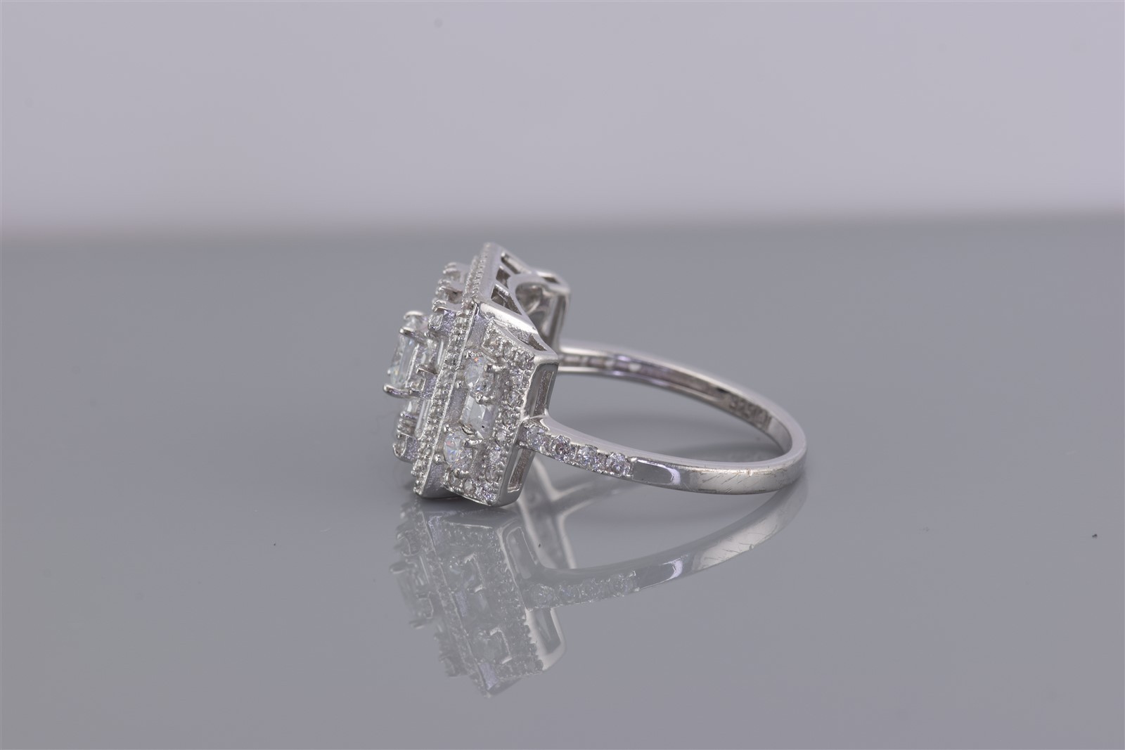 Fuzion Creation Sterling Silver Cubic Zirconia Statement Band Ring FZN 925 Sz: 9