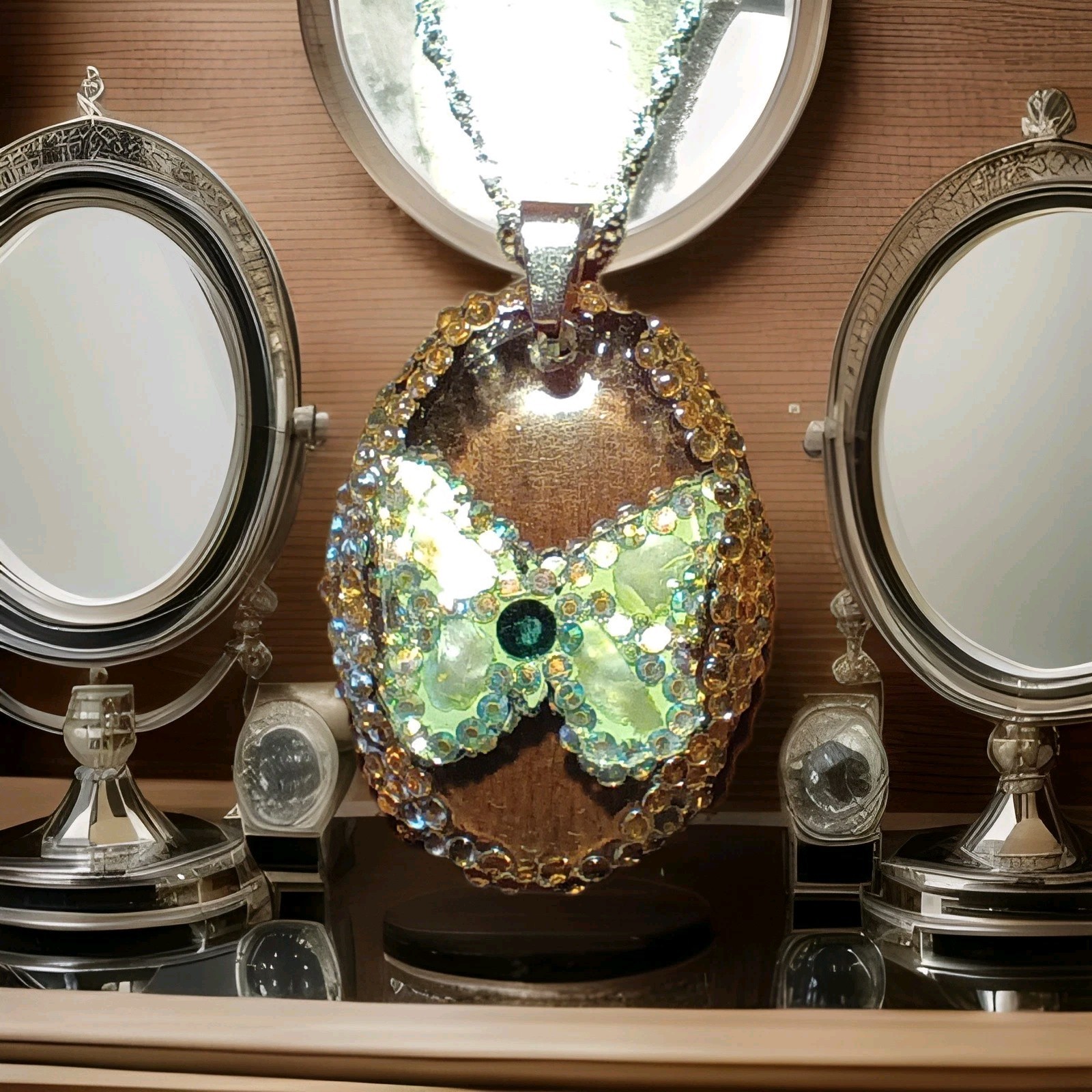 Crystal Butterfly Pendant Necklace, Reversible, Mother of Pearl – Perfect Gift!