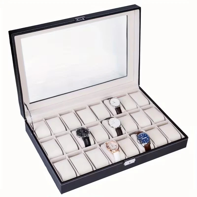 6/10/12/20/24 Slots Watch Box Top Storage Display Case Organizer Gift