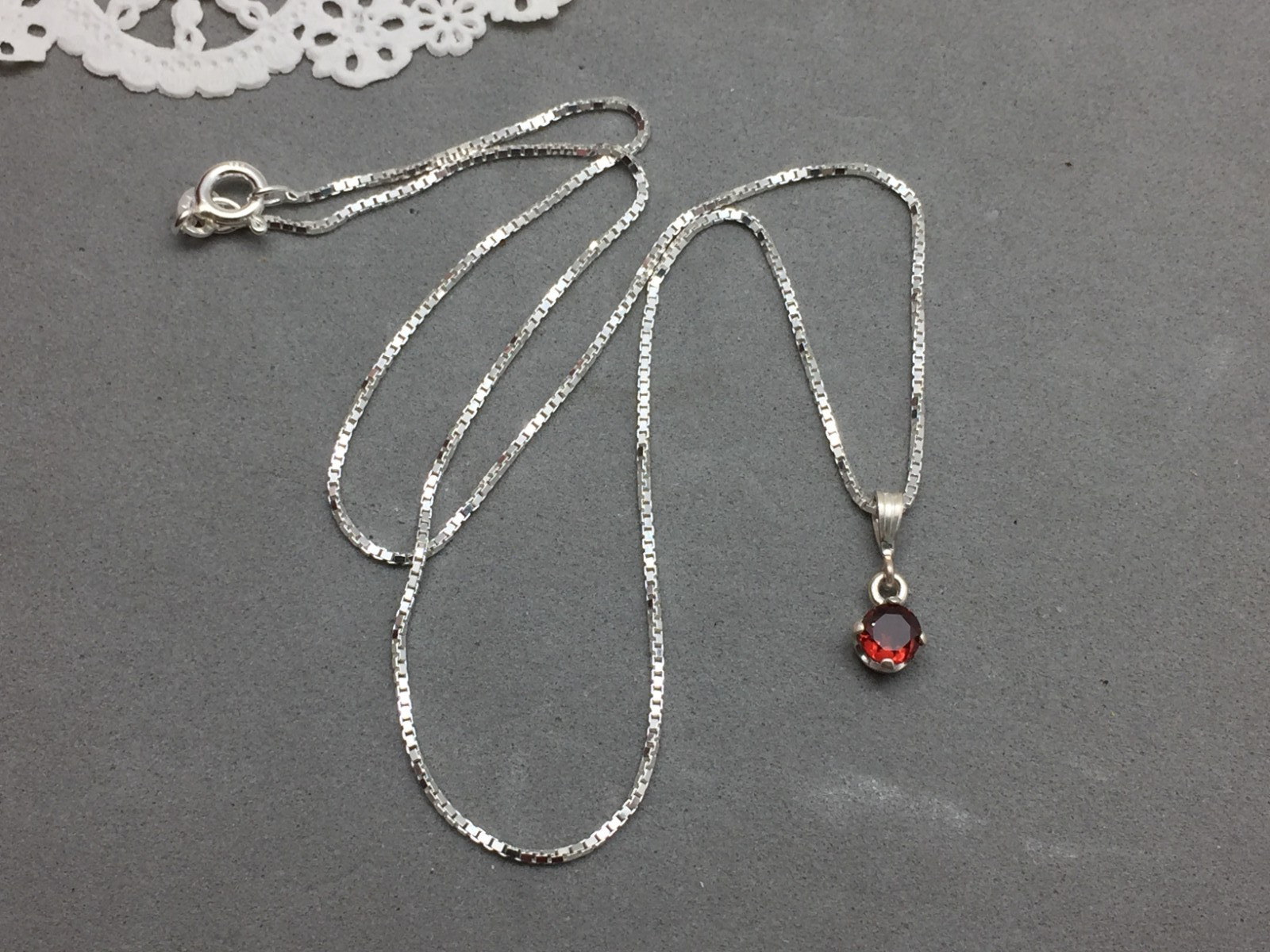 Dainty 5mm Round Spessartine Garnet Pendant Sterling Silver Solitaire Faceted