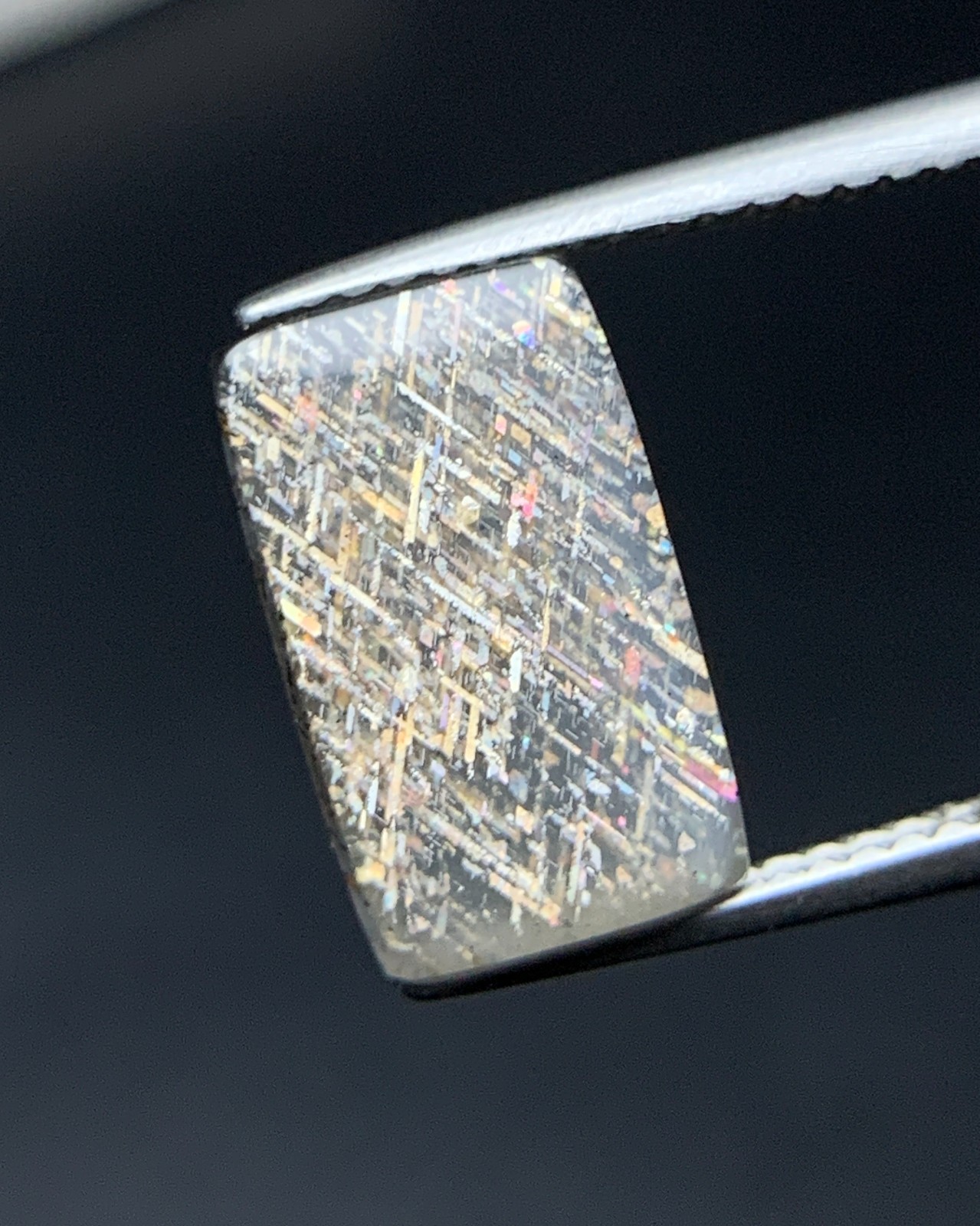 Natural Australian Rainbow Lattice Sunstone 3.49 Carat 12.8×7.8 MM Cushion Shape