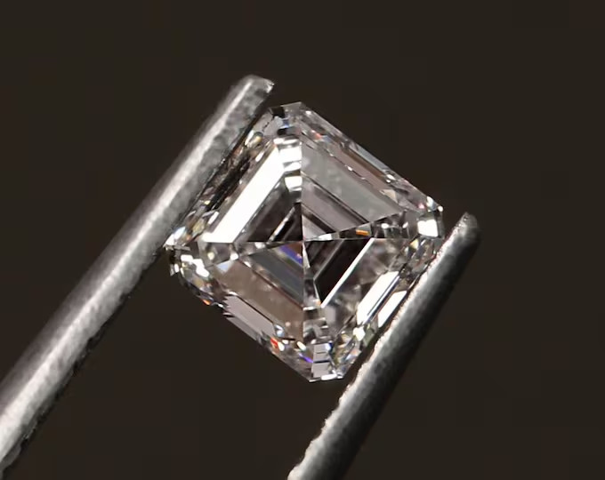 CERTIFIED 4.15 Ct Natural Gray Diamond Asscher cut LOOSE VVS1/ 8.4 mm