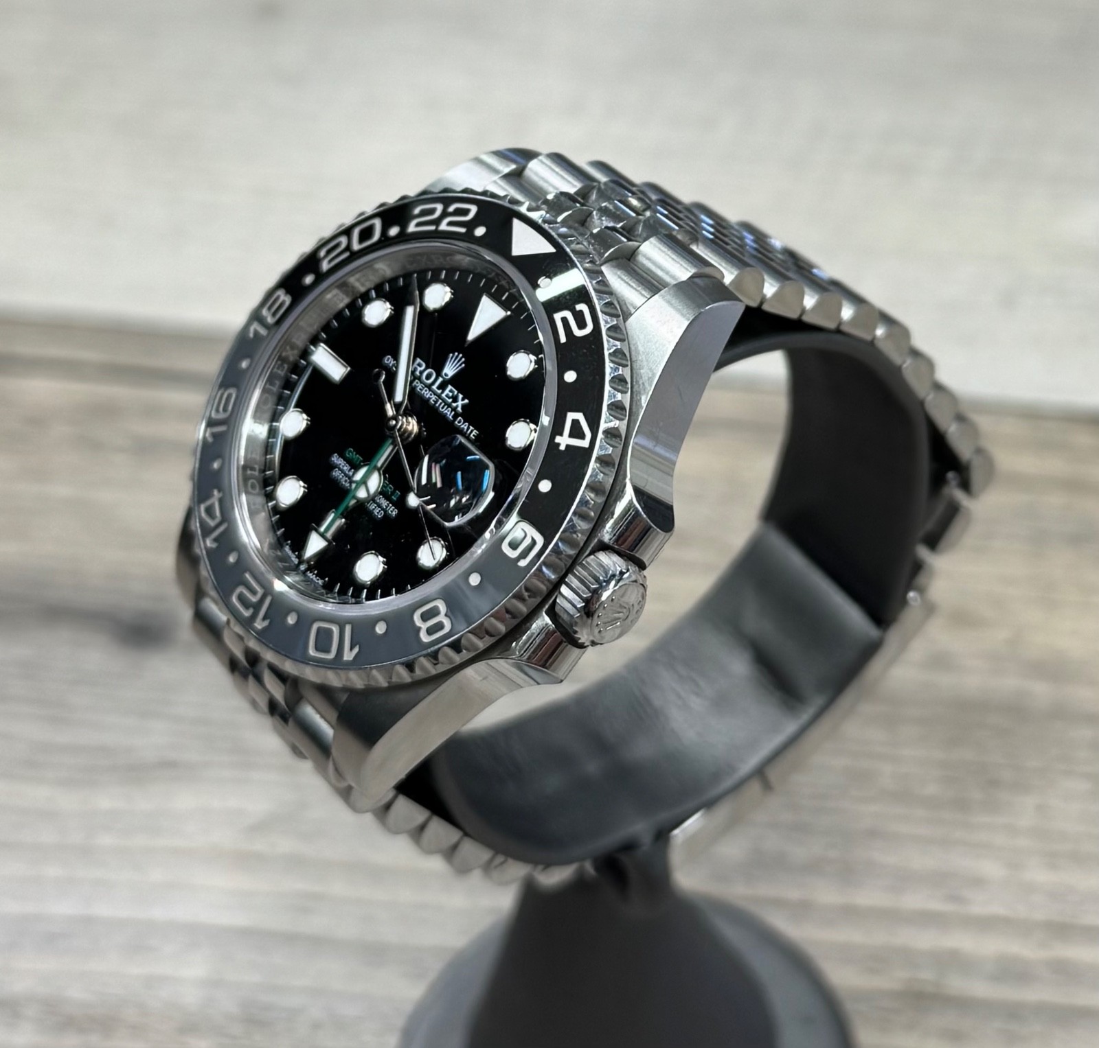 Rolex GMT Master II Bruce Wayne Jubilee Bracelet 126710GRNR Complete with Papers