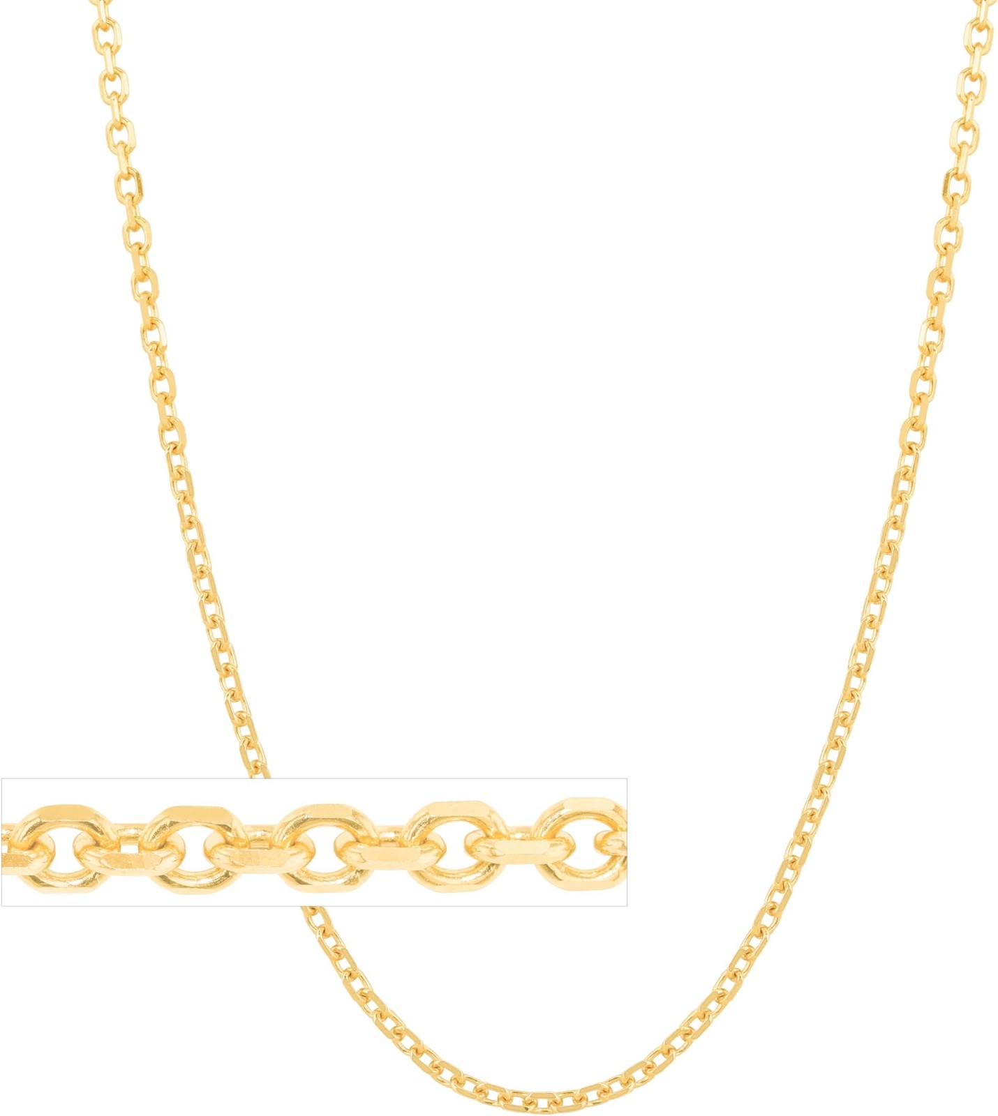 Floreo 10k Yellow Gold 0.68mm Solid Diamond Cut Cable Chain Necklace