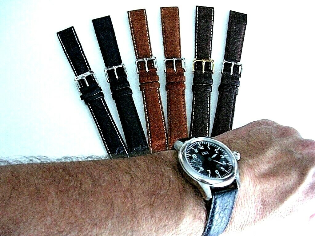 Buffalo calf Open End wire lug Leather watch band strap IW SUISSE 16 18 20 22mm