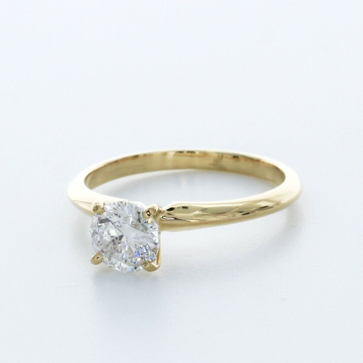 1.0CT Natural Diamond F/SI1 Round Cut 14K Gold Four-Prong Classic Solitaire Ring