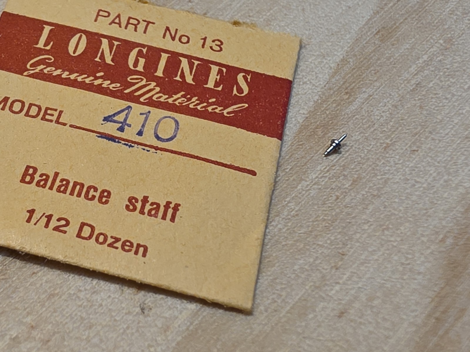 Vintage NOS Longines 410 Balance Staff PN 13 Parts Spares