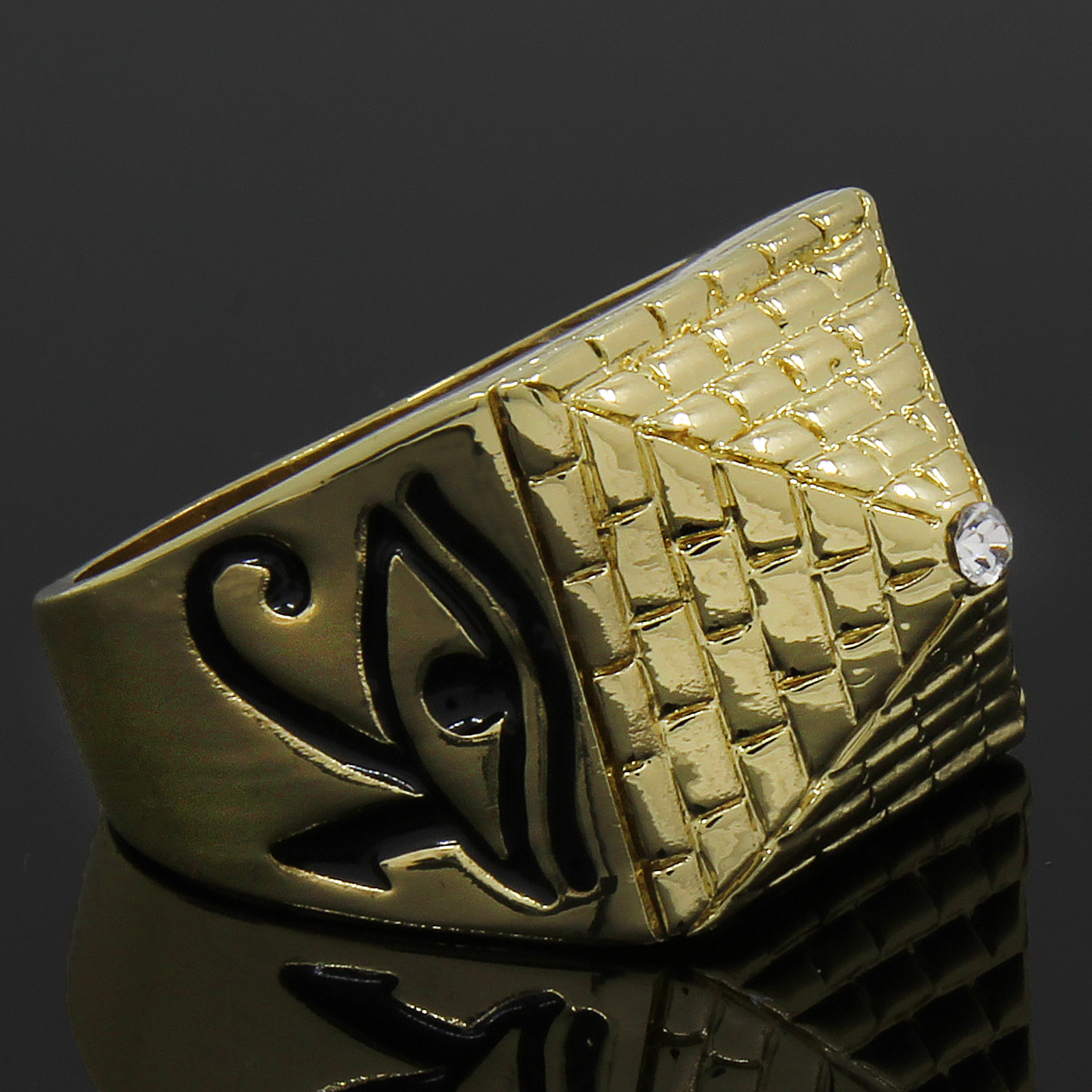 14K Gold Plated 4 Rings Bundle w/Medusa Cubic-Zirconia Size 7 8 9 10 11 12)