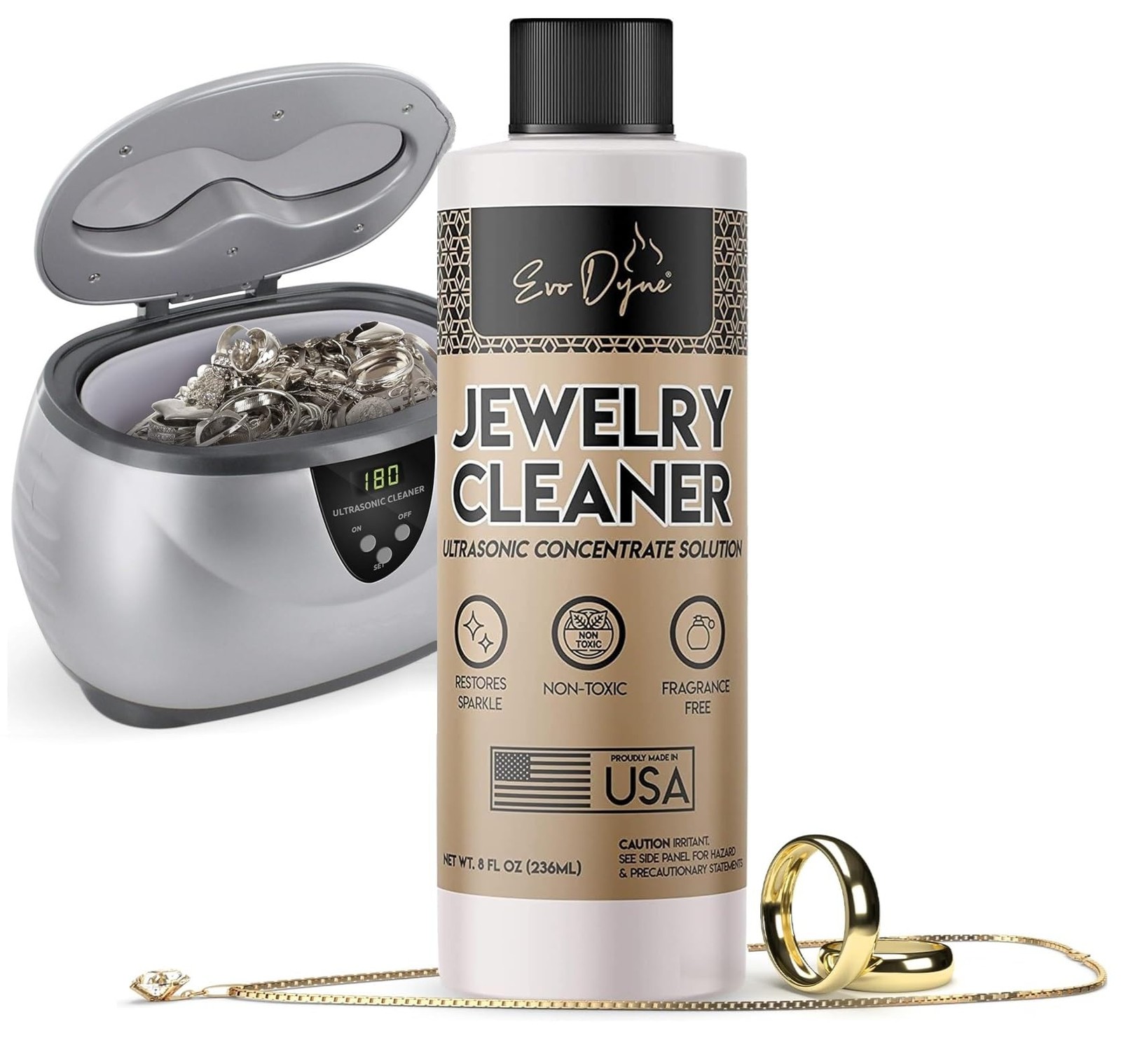 Ultrasonic Jewelry Cleaner Solution 8oz Concentrated Jewelry Cleaner for Diam…