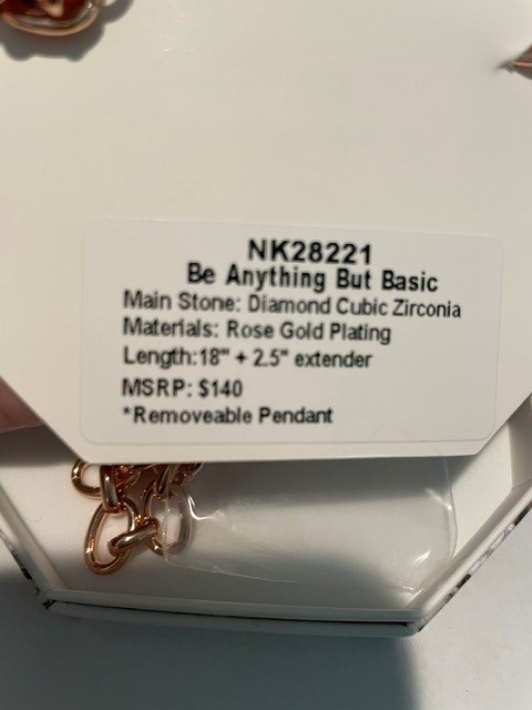 BP Necklace NK28221 Be Anything But Basic CZ Rose Gold Plated