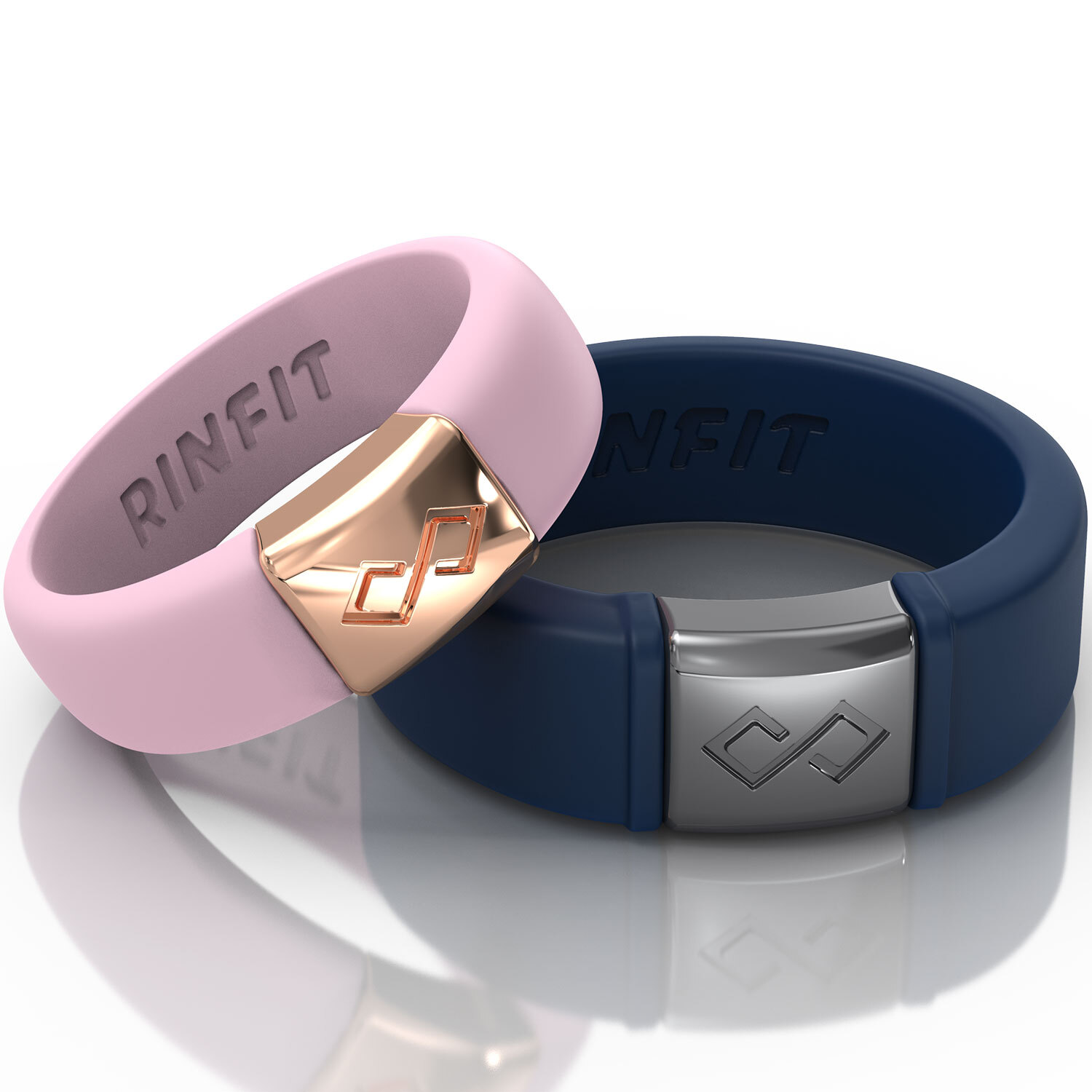 Rinfit Silicone Wedding Ring Sets for Couples – Him and Her Metal Infinity Rings
