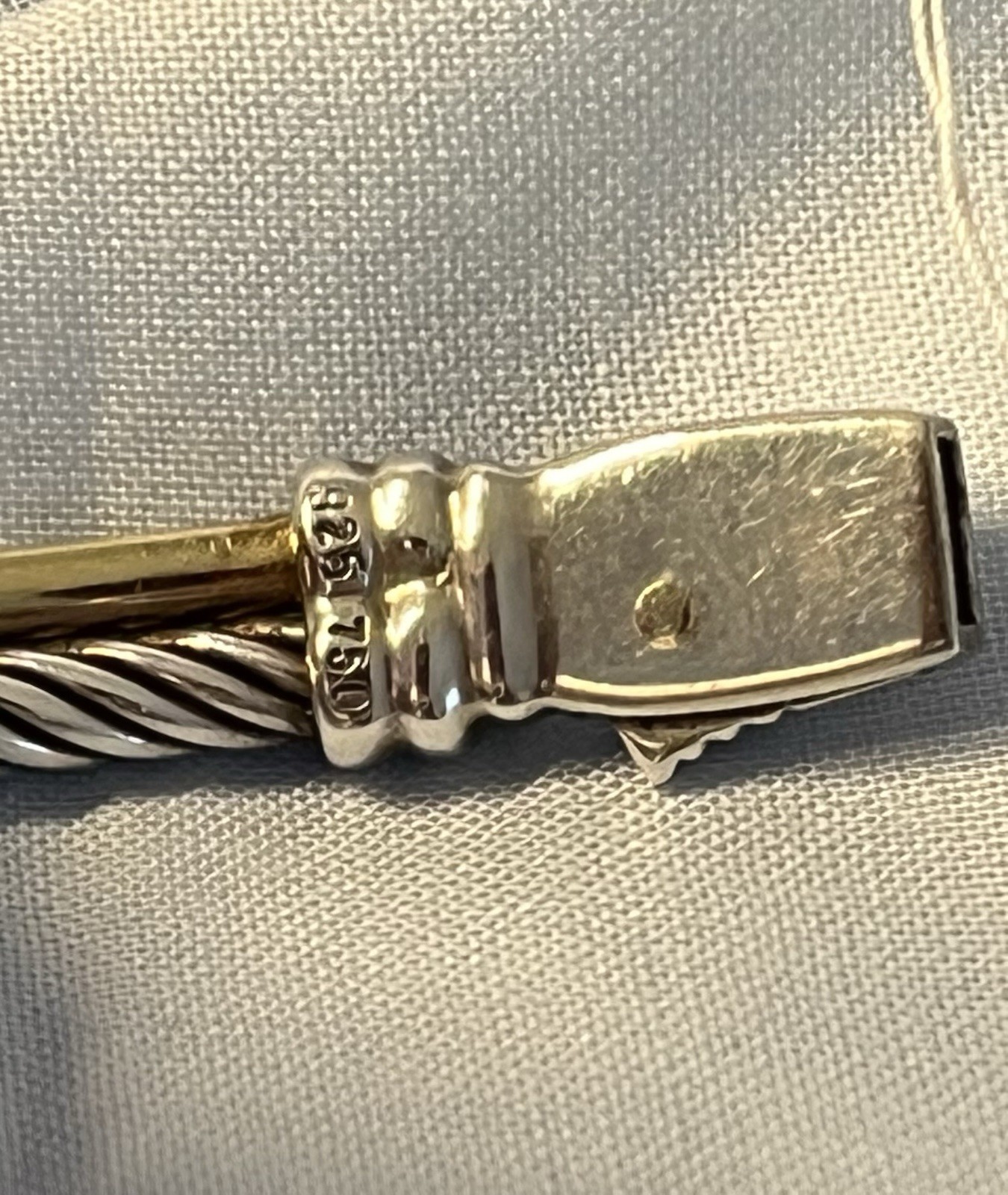 David Yurman 925 SS and 18K YG Two Tone Crossover Cable Bracelet S/M size