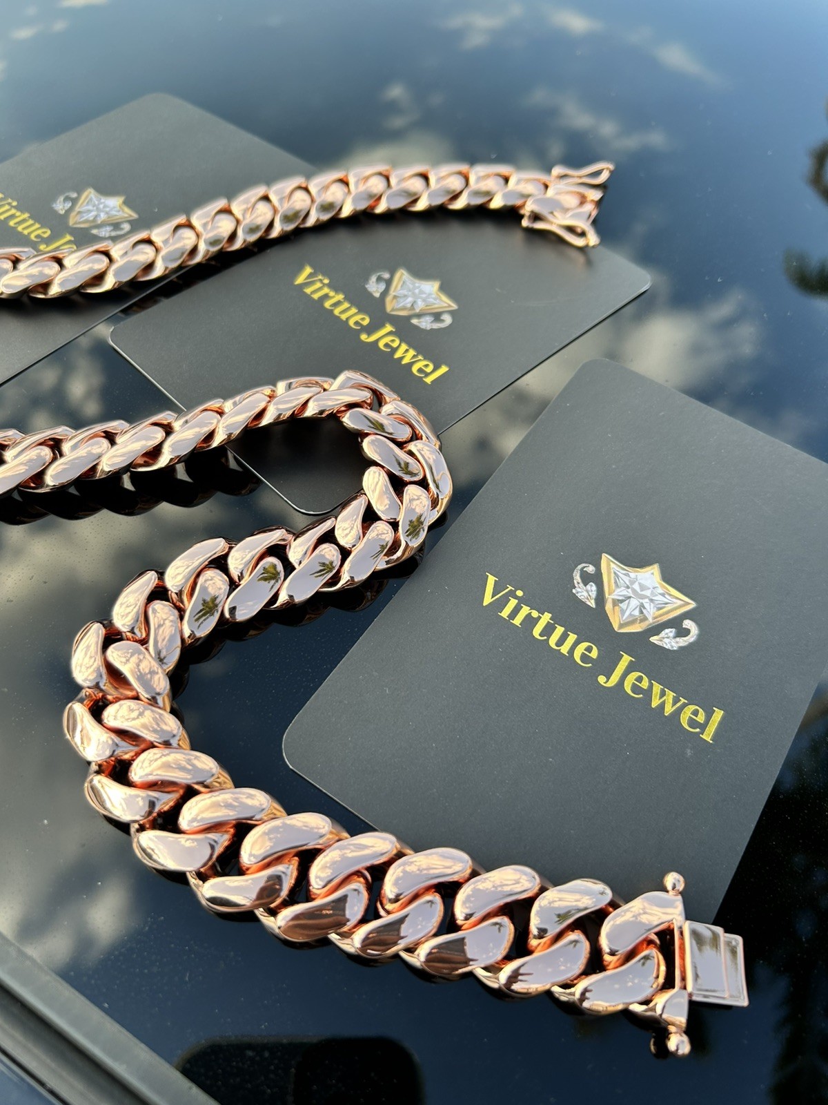20mm Rose Gold Cuban Link Chain 24in Necklace Miami Premium Water Resistant