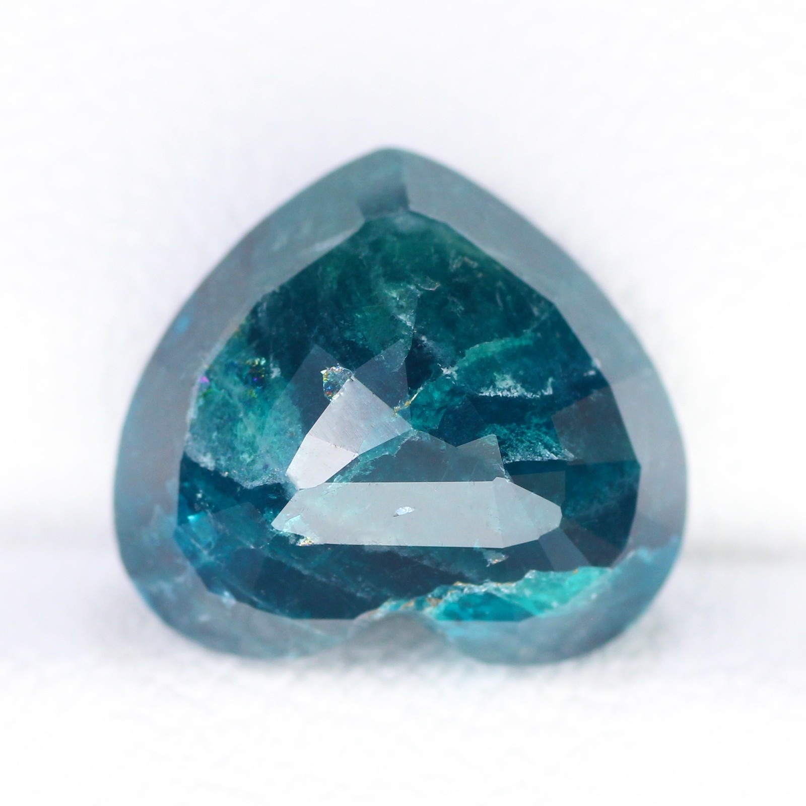 5.05Ct Excellent Perfect Heart 11.9×10.6 MM 100%Natural Blue Green Germany HAUYN