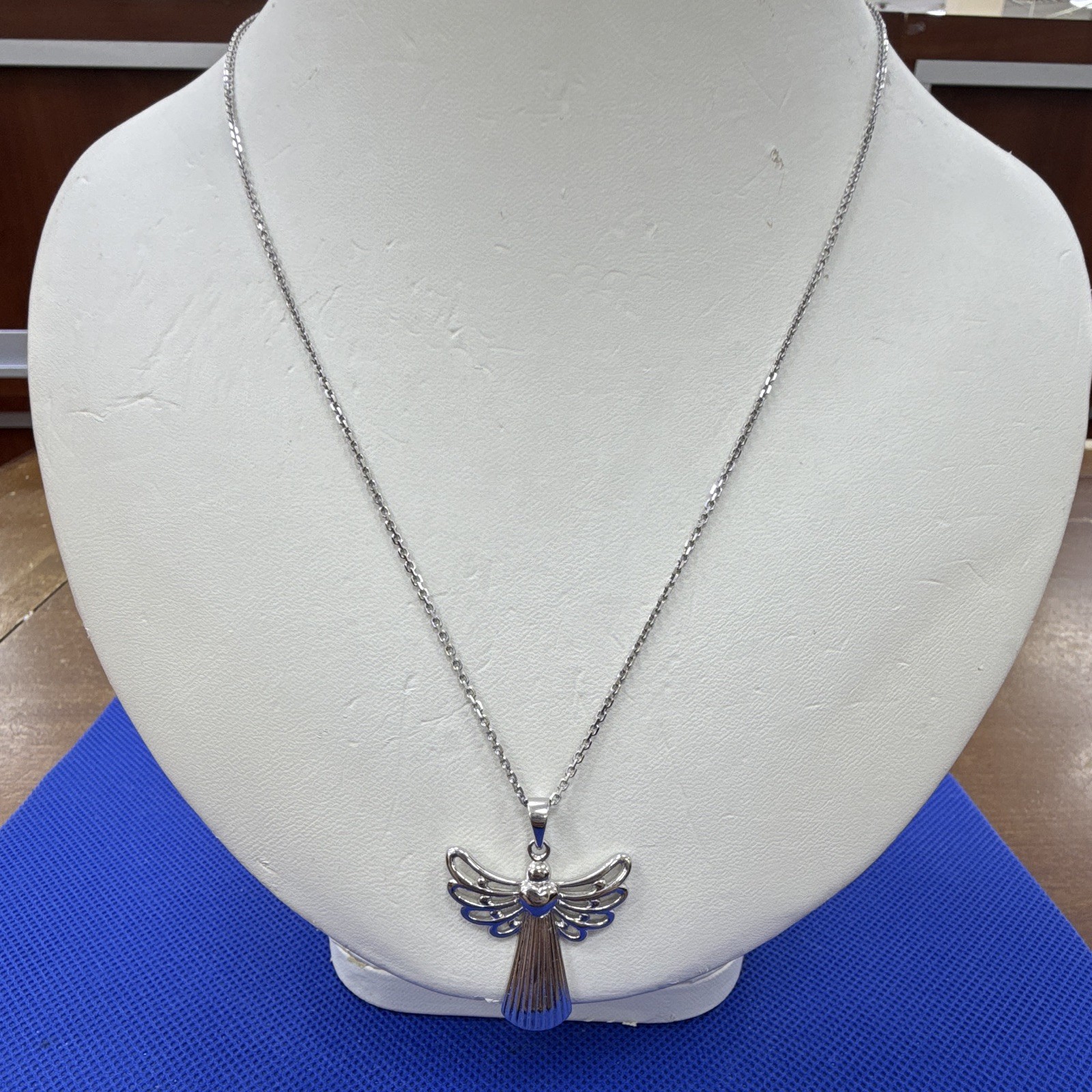 sterling silver 925 cable chain angel charm pendant necklace 18 in lobster