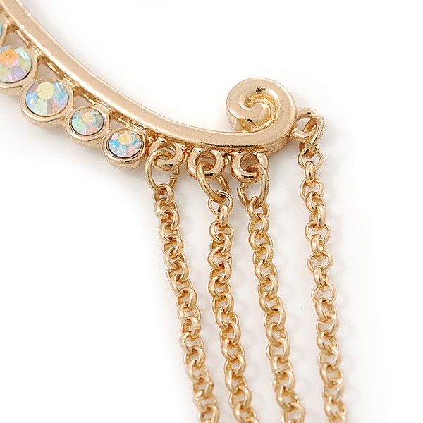 1 Pc AB Crystal Ear Cuff With Comb In Gold Plating – Only For The Right Ear