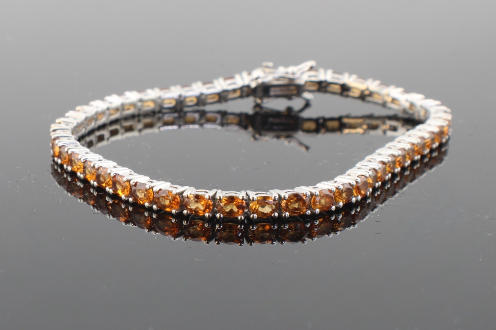 925 Sterling Silver Hessonite Tennis Bracelet