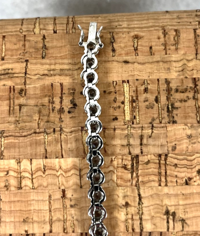 Fuzion Creations Signed FC 925 Sterling Silver Bezel Set CZ Tennis Bracelet 7.5″