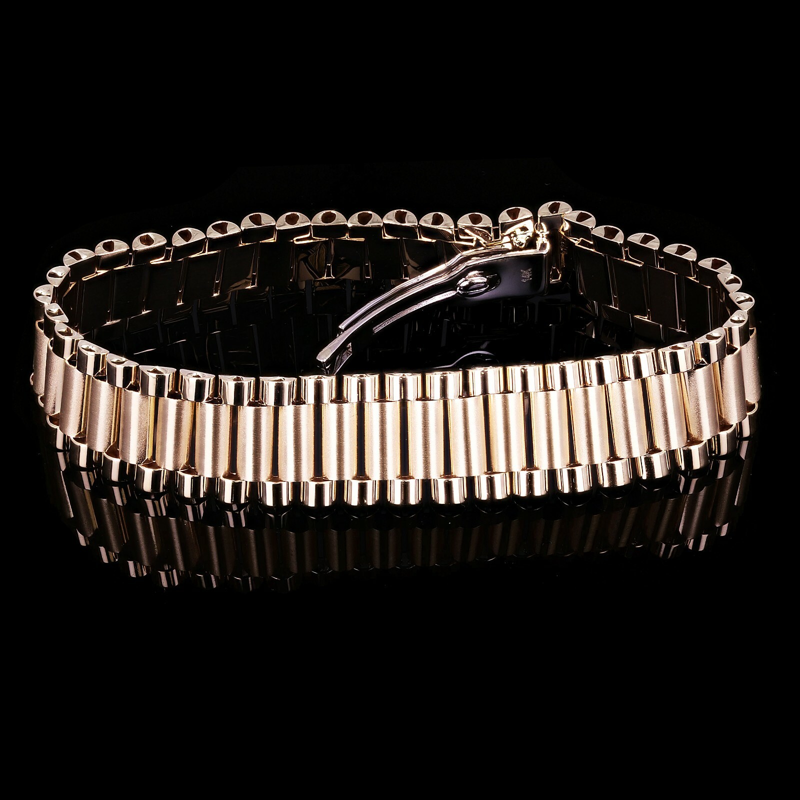 Men’s Italian 14k Yellow Gold Watch Link Bracelet 8″ 15.2mm 37 grams
