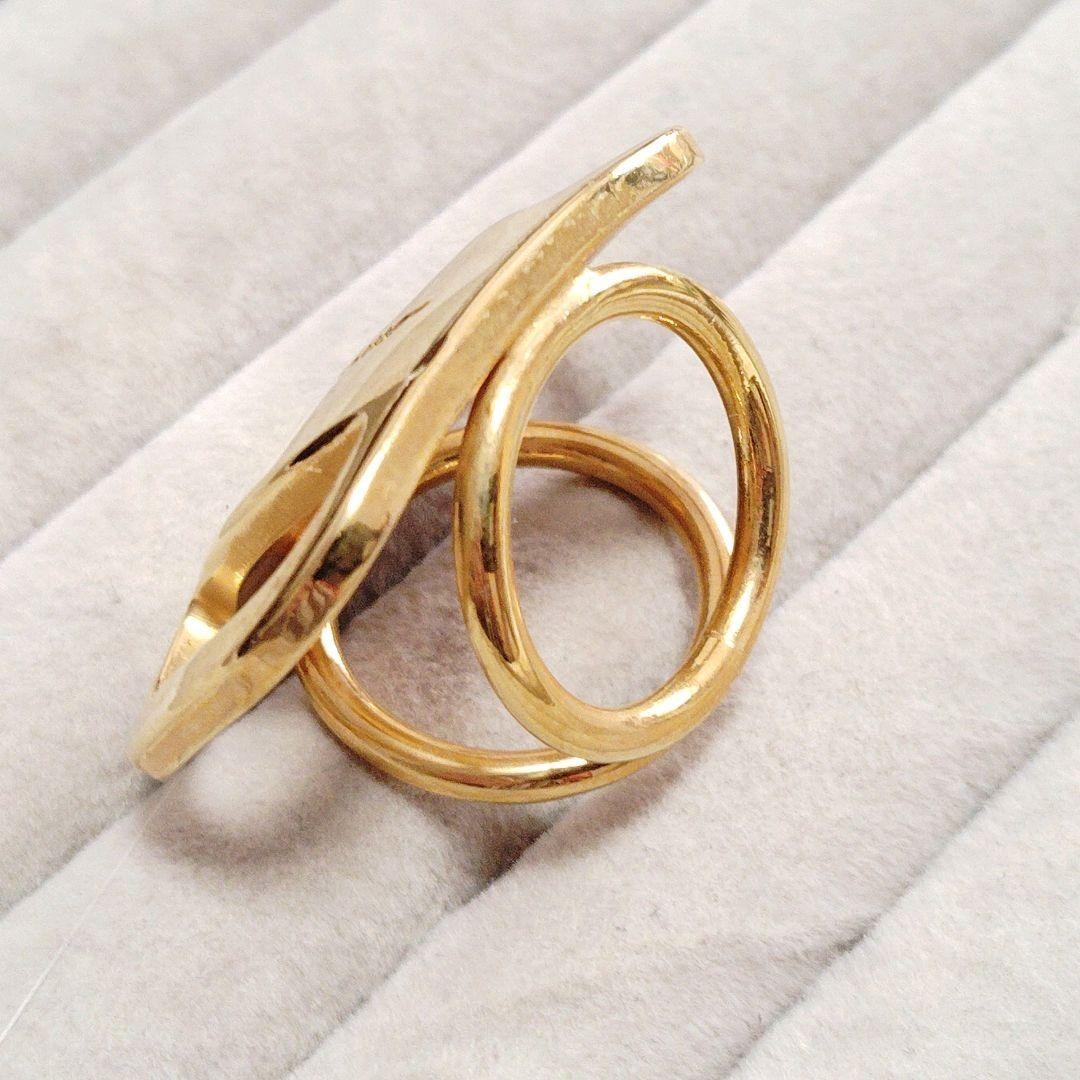 Excellent+++++ Salvatore Ferragamo Villa gold Scarf ring S00140