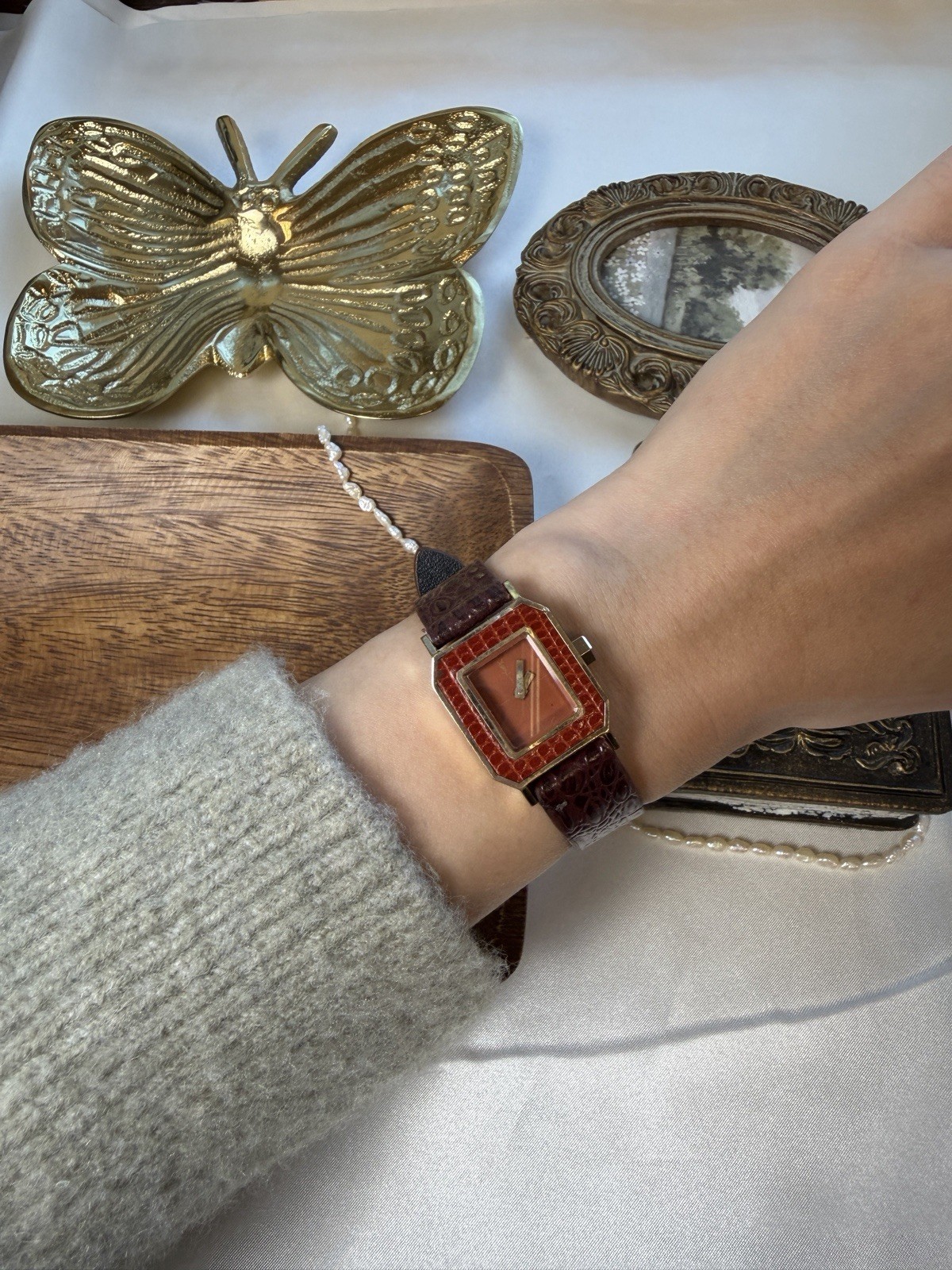 YSL SUPER RARE VINTAGE RED WATCH LEATHER STRAP