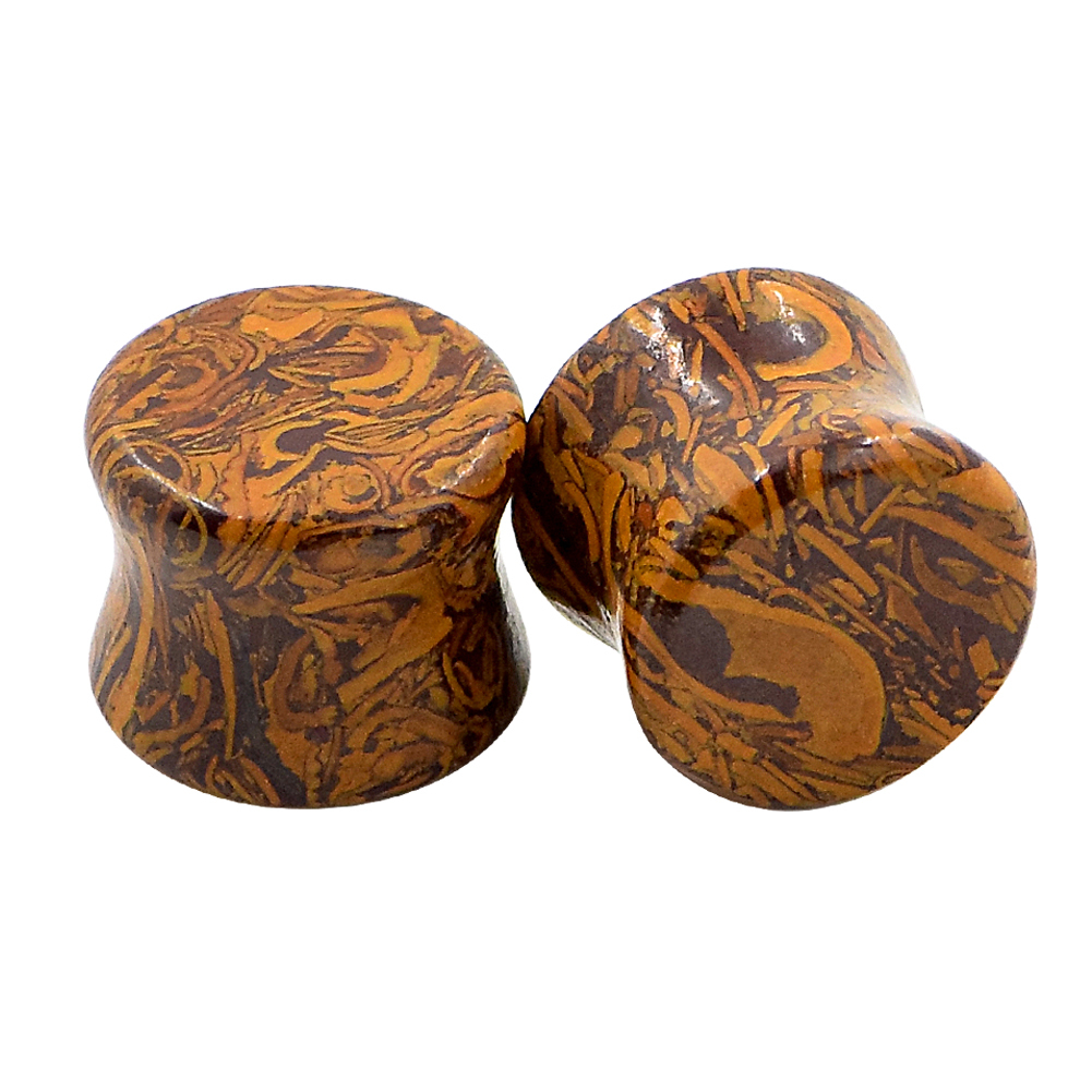 PAIRS Organic Natural Stone Ear Gauges Ear Plugs Double Flared Piercing 2g-5/8″