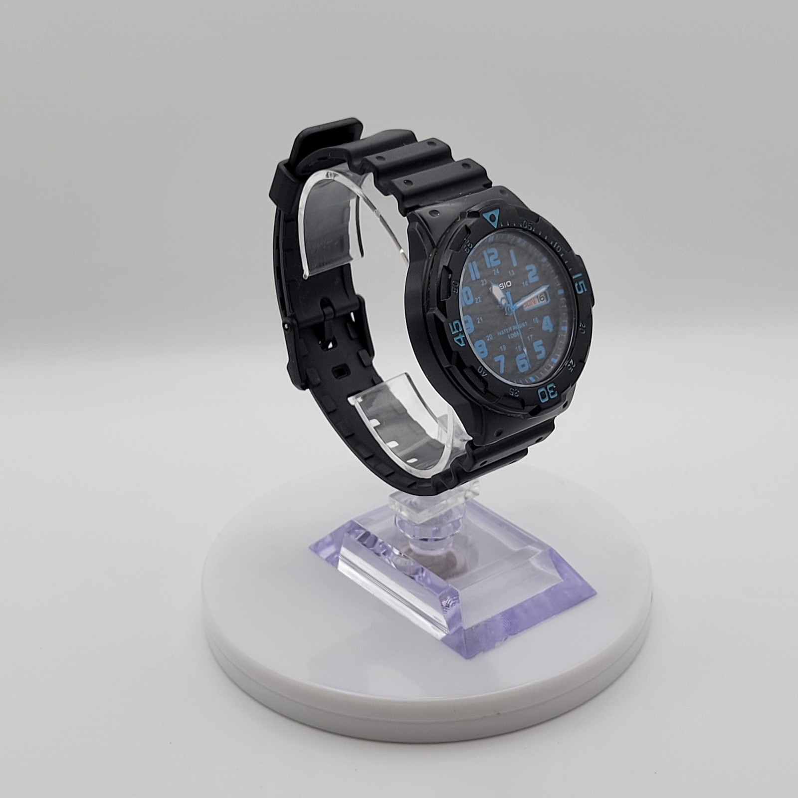 Casio MRW-200H Diver Style Watch Blue Dial Black Resin Day Date 100M Fresh Batt