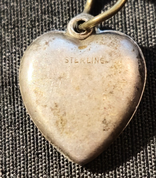 Vintage Sterling Silver KINETIC DOUBLE HEARTS #164 Bracelet Charm, 0.70g, 1/2 in
