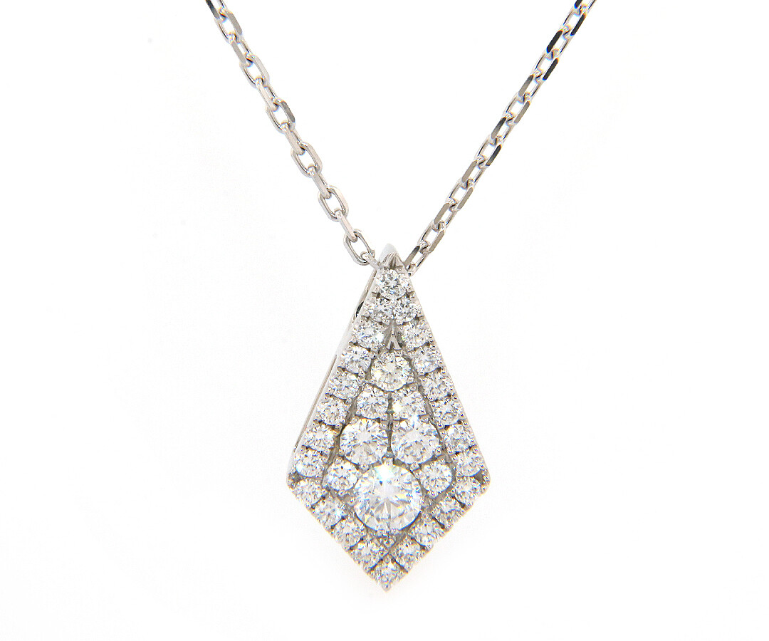 New Frederic Sage 0.89ctw Diamond Kite Shaped Firenze Pendant Necklace in 14K
