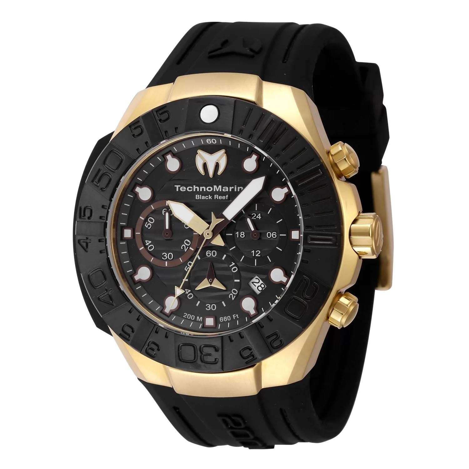 Authentic TechnoMarine TM-523012 Quartz Watch Black Dial Silicon 45.4mm Men