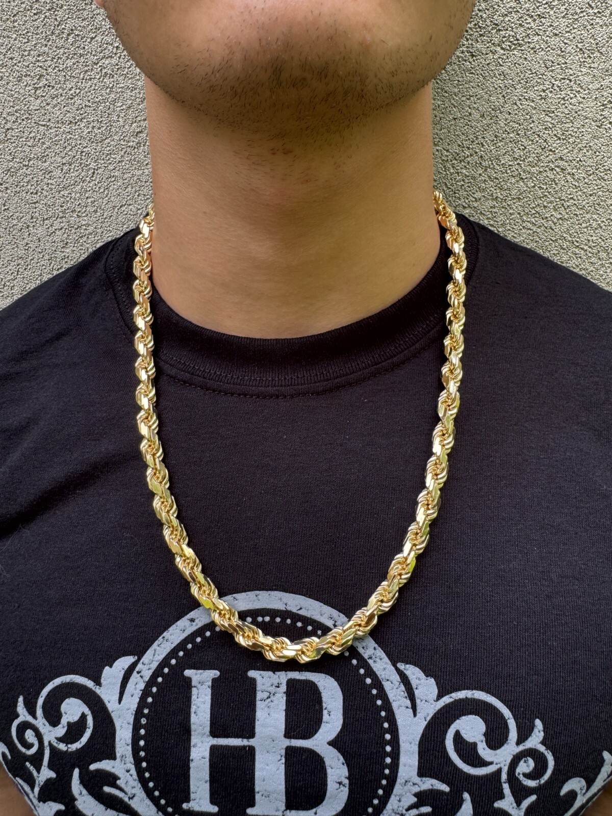 8mm Thick Rope Chain 14k Gold Plated Real Solid 925 Sterling Silver Necklace Big