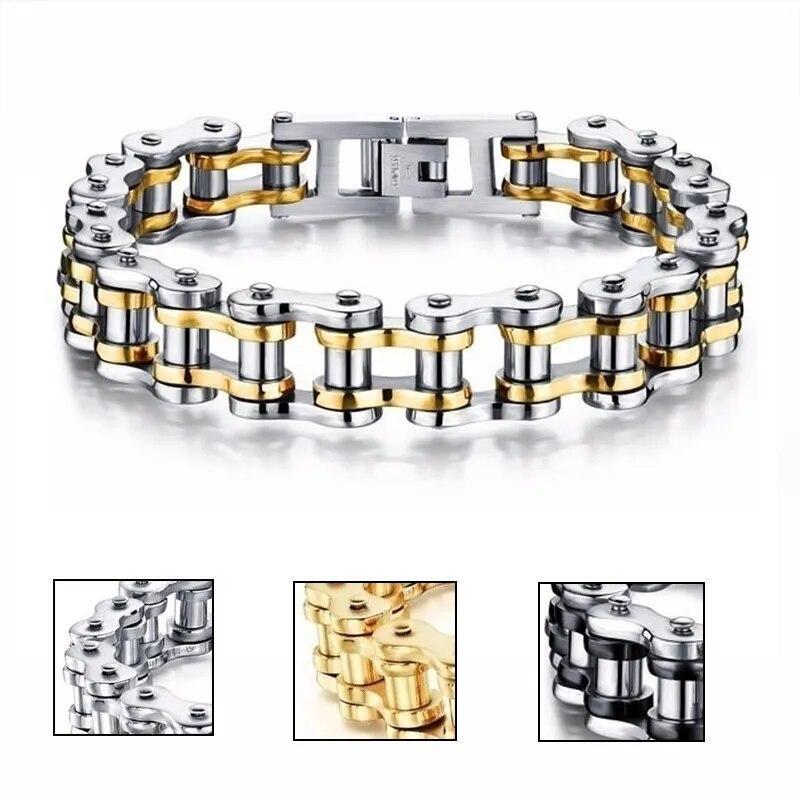 Stainless Steel Biker Chain Bracelet Mens Bracelet Link Chain Motorcycle Bicycle
