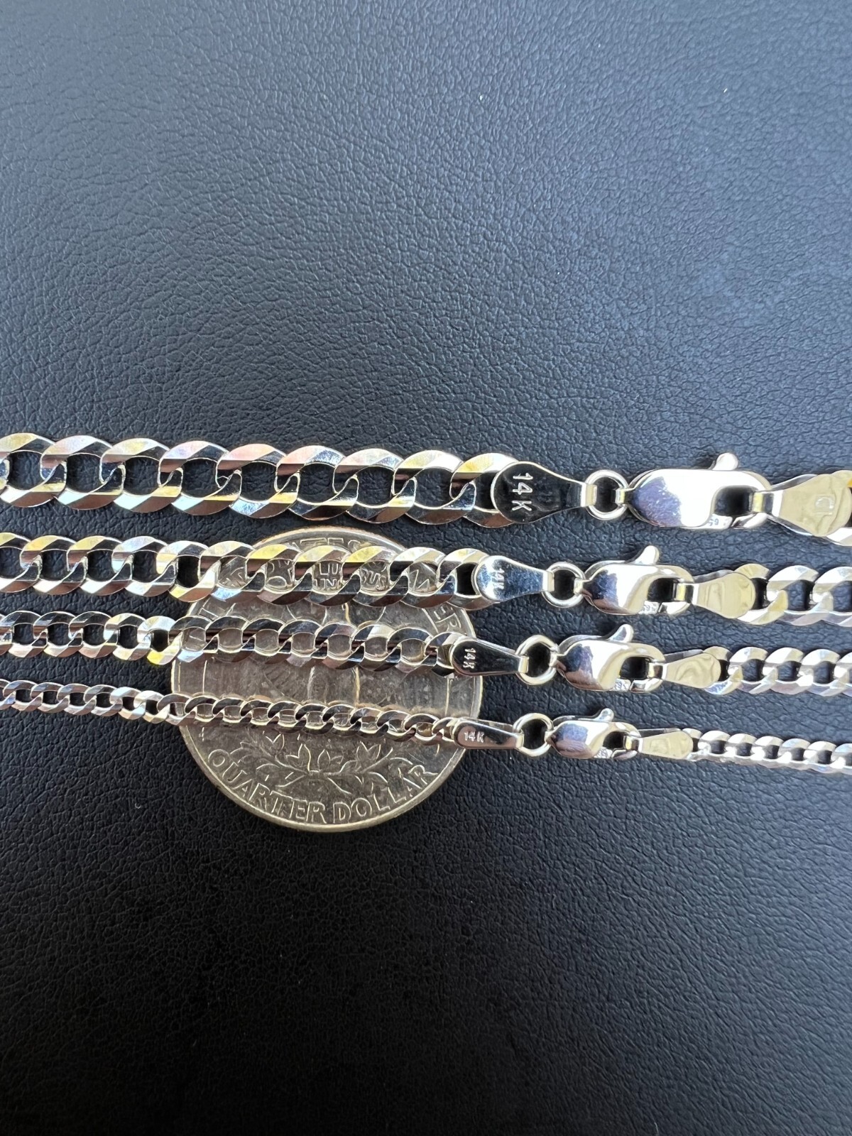 Real Solid 14k White Gold Curb Miami Cuban Link Chain 16-30″ 2.5-5.7mm Necklace