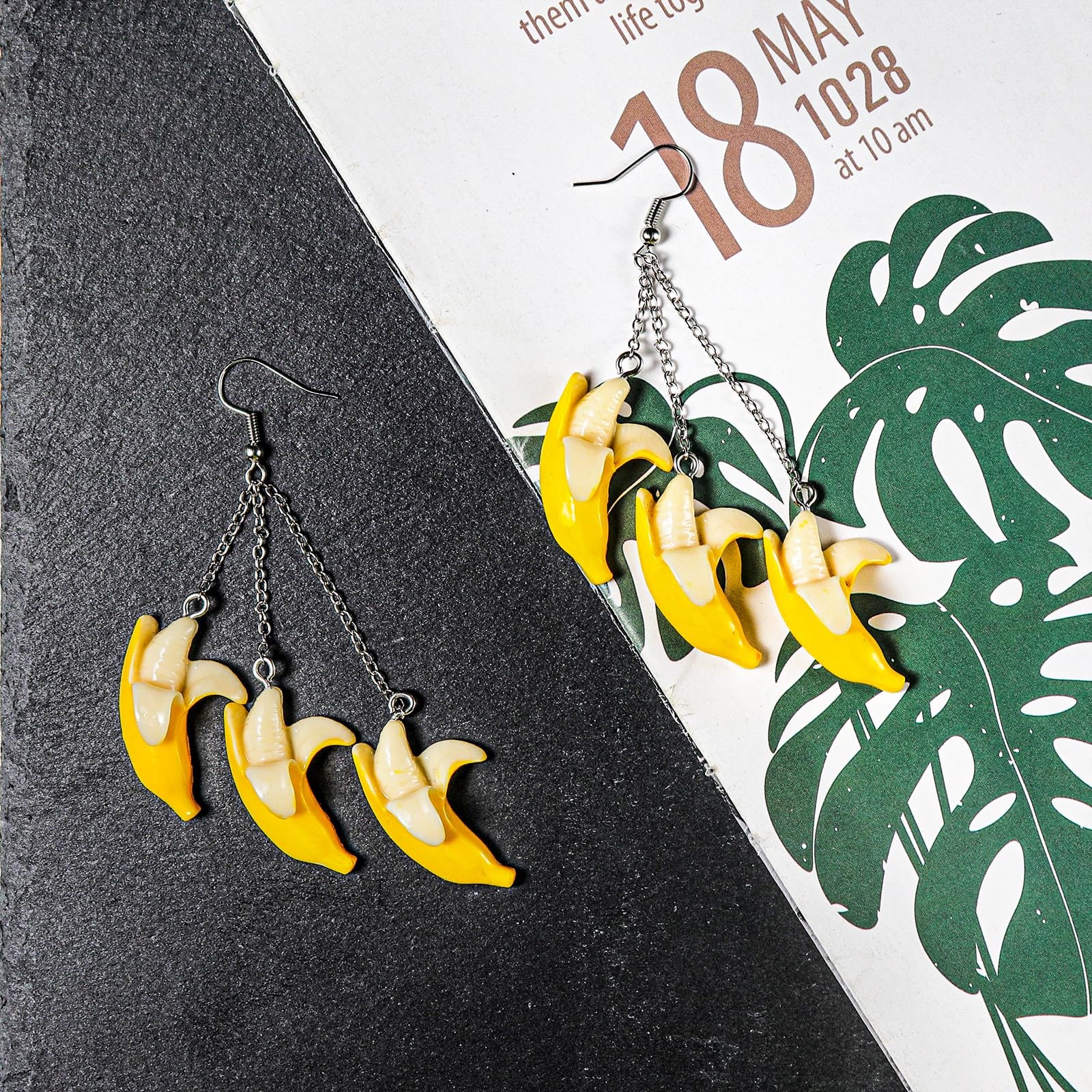Cute Banana Dangle Earrings Resin Fruit Food Imitate Jewelry for Women Bana – 01