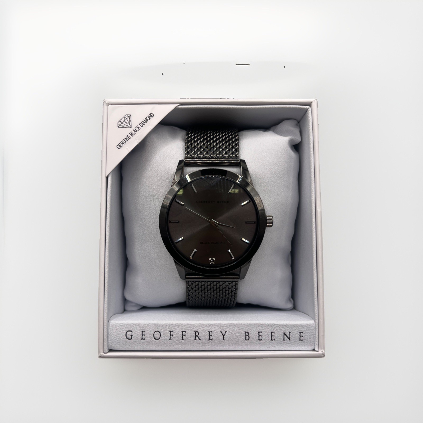 Geoffrey Beene Mens Watch. Gray Stainless Diamond. GB8207GU
