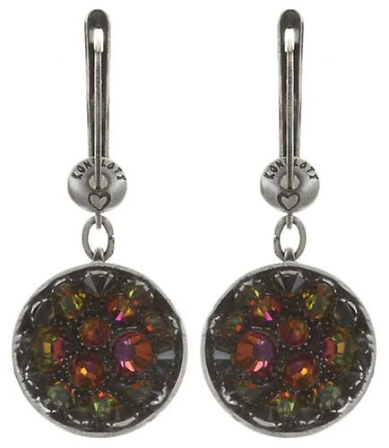 Earring Dangling Orchid Hybrid Brown / Orange crystal volcano small Silver