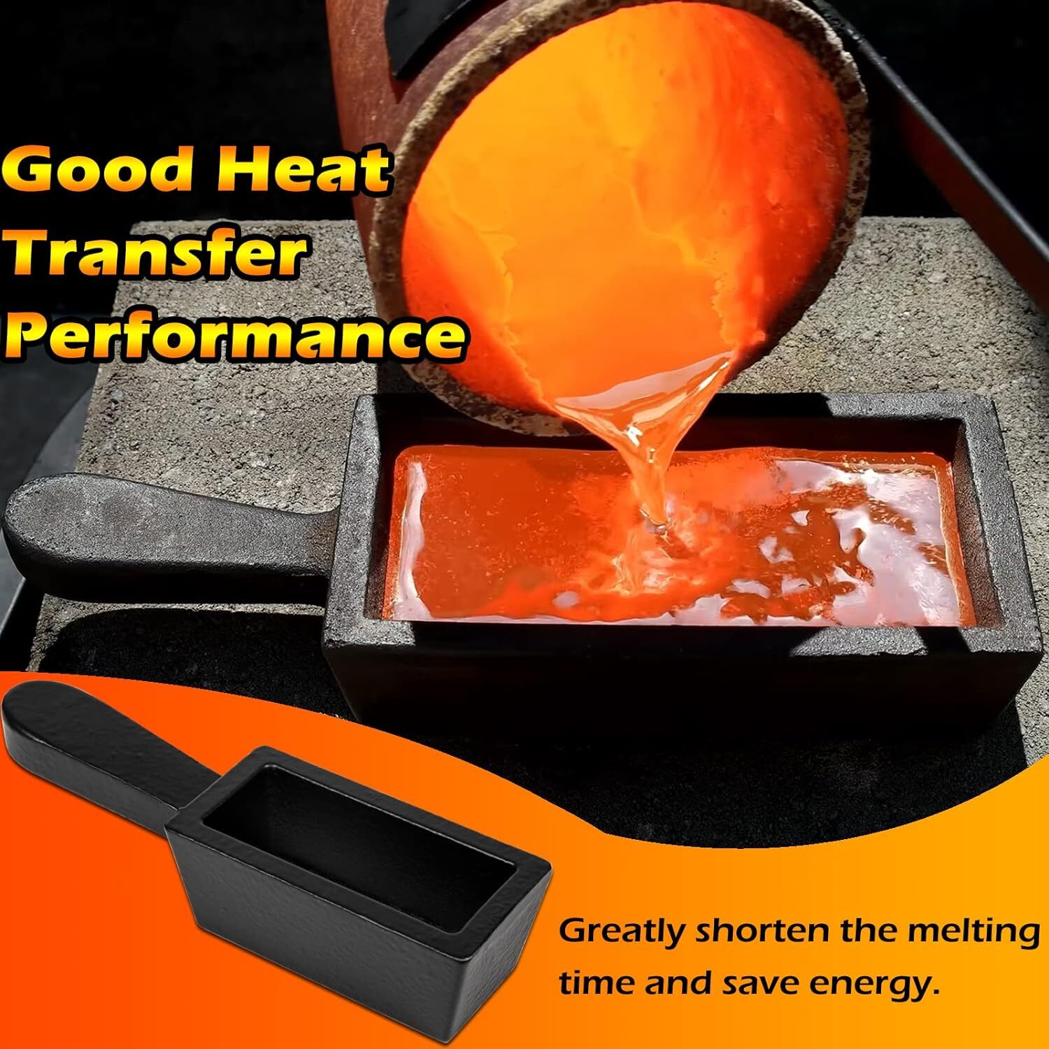 25 oz Cast Iron Loaf Bar Ingot Mold for Melting Gold Silver Copper Scrap Brass