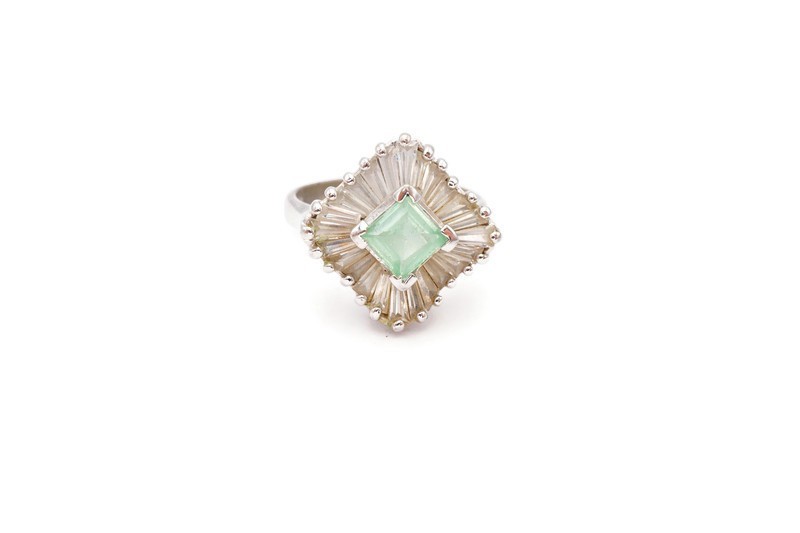 Sterling Silver 925 Lab-Created Green Spinel CZ Ring Size 10