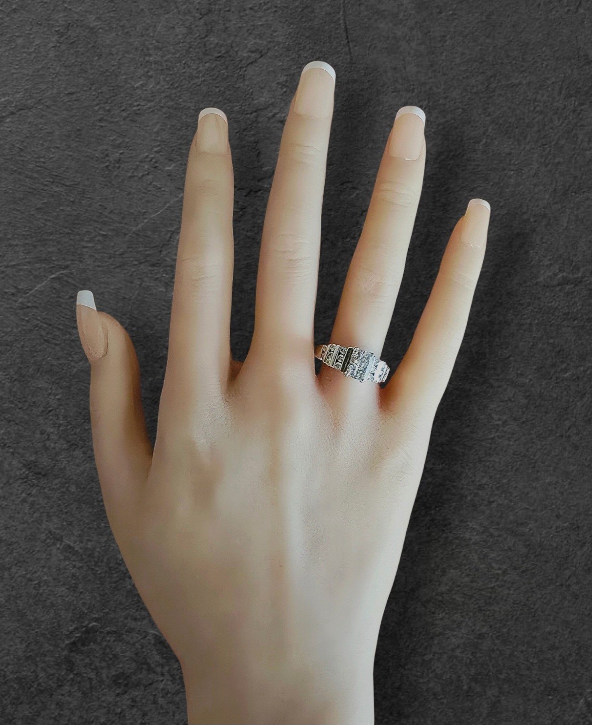 14K White Gold 1.00 Ct Princess Cut/Round Diamond Engagement Size 9 Ring